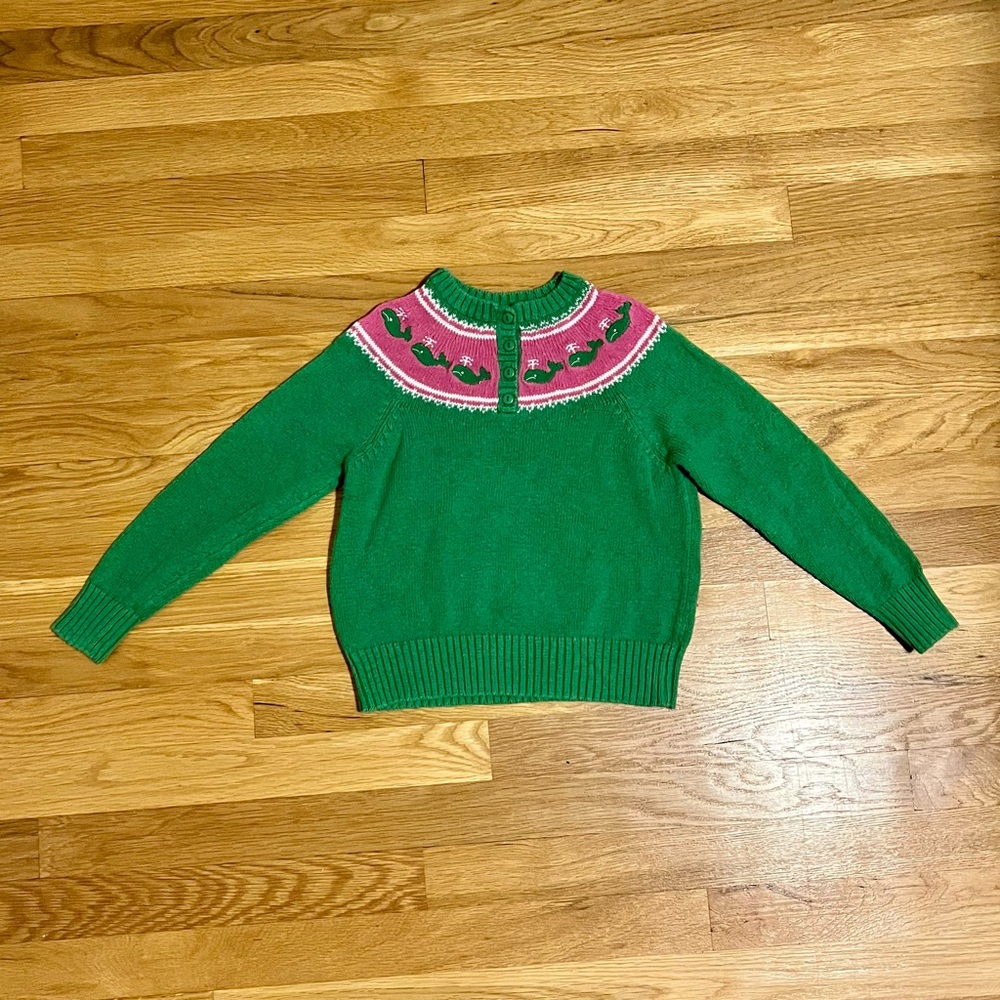 Hartstring’s Girl’s Pink & Green Whale Sweater Size 7/8